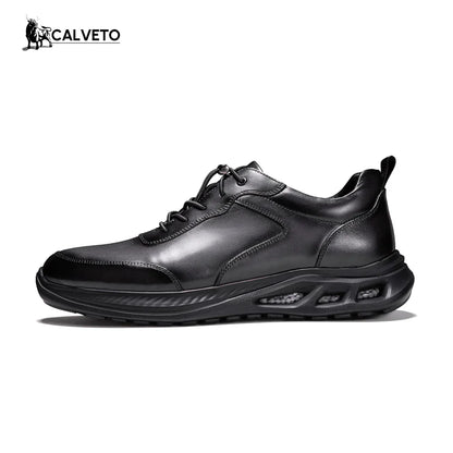 Breathable and versatile genuine leather business British casual leather shoes-Grey