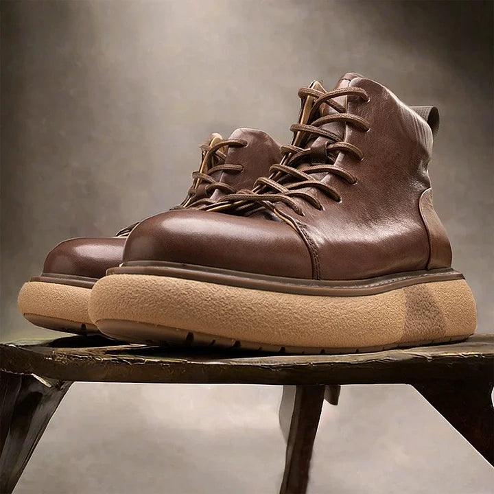 Calveto Handmade Retro Horsehide Soft Sole Mid-top Boots