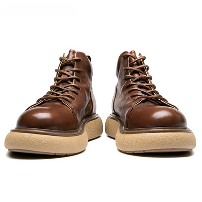 Calveto Handmade Retro Horsehide Soft Sole Mid-top Boots