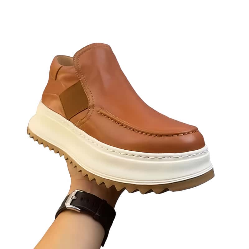 Calveto Handmade Retro British Style Horsehide Ankle Boot