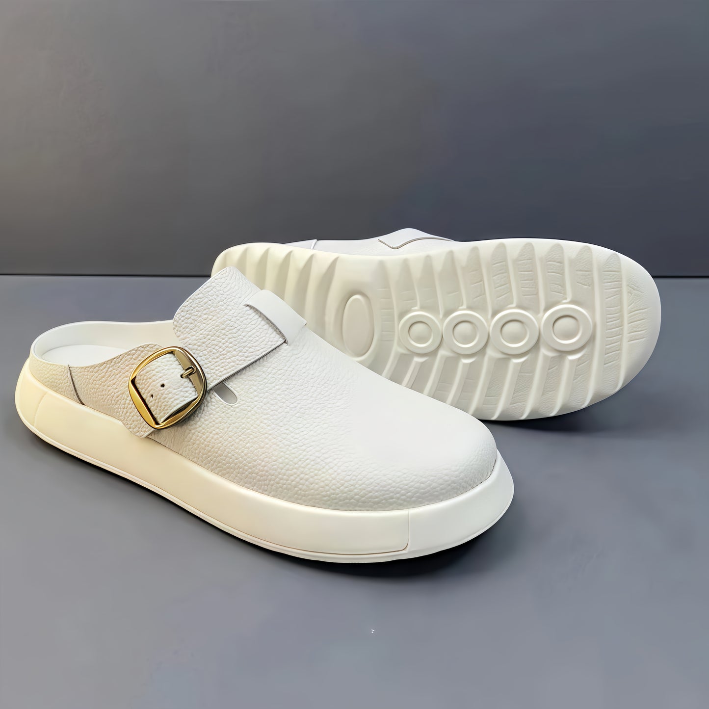 Calveto Leisure Fashion Outdoor Wear 2025 Summer | Genuine Leather Wrapped Head Half Slippers