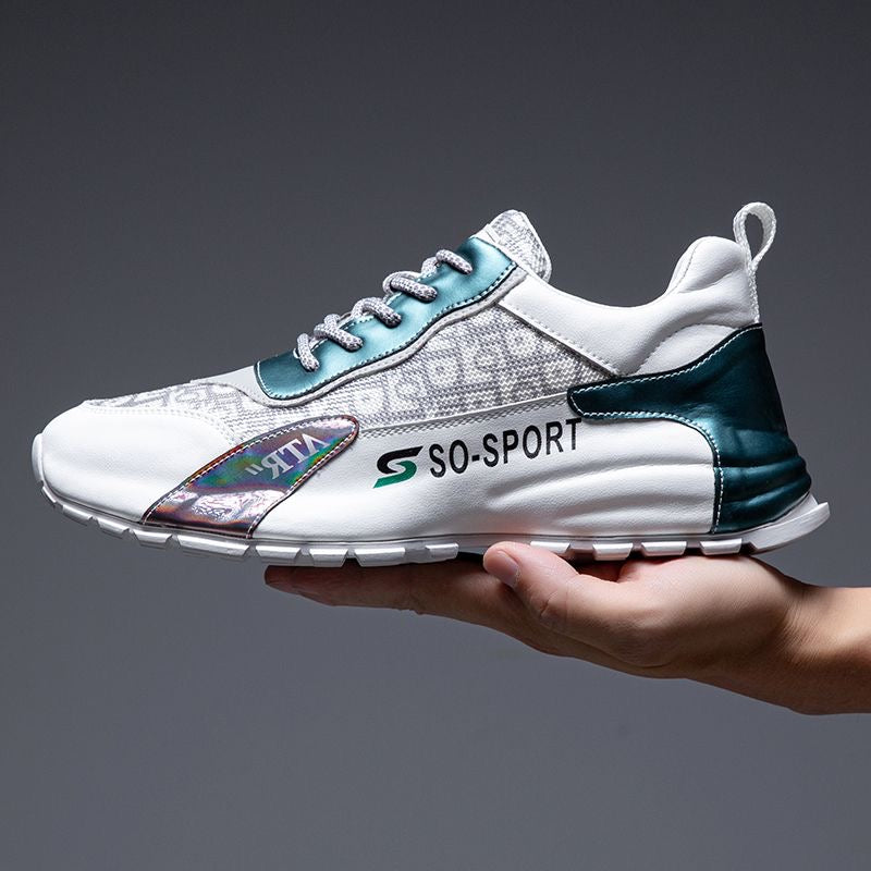 Calveto Cowhide Spliced Color Leather Casual Shoes