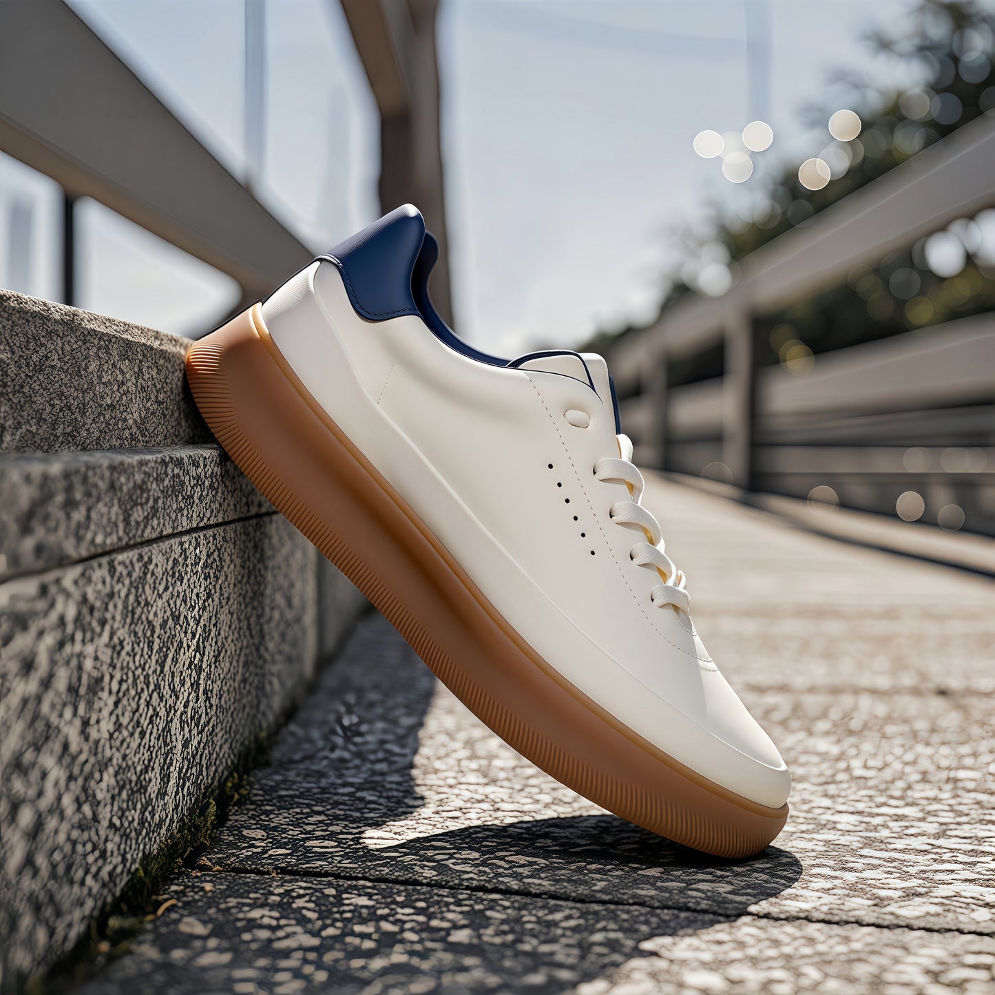 Calveto Men's Genuine Leather Versatile Casual Sneakers | Lightweight & Breathable White Sneakers for Summer 2025