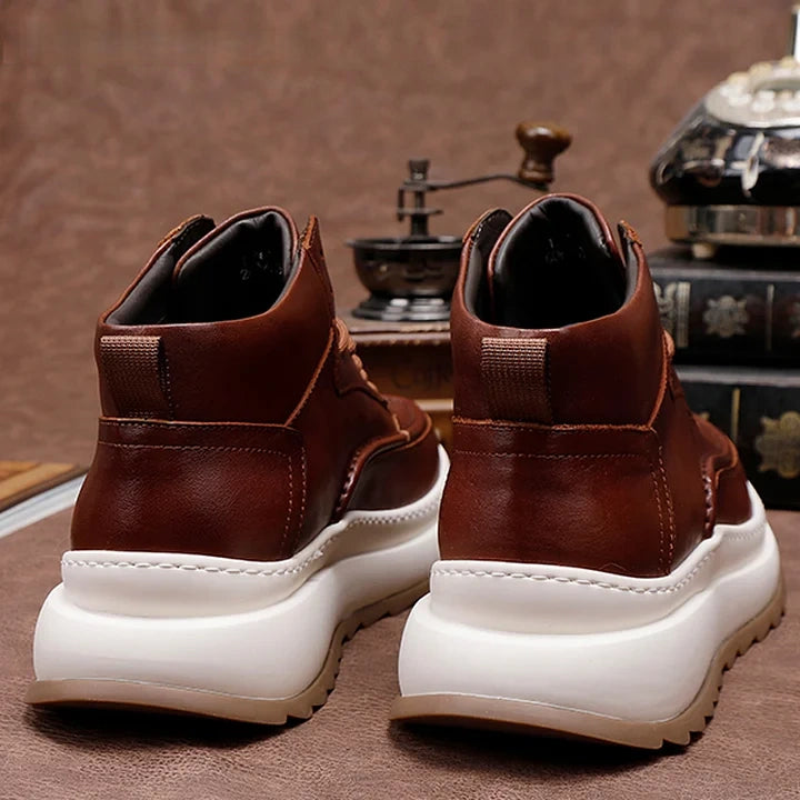 Calveto Luxury Casual Ankle Boots Washed Leather Platform Martens Boots