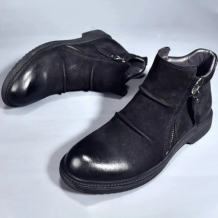 Calveto Handmade Retro Leather Chelsea British Style Casual Leather Shoes Vintage Cowhide Ankle Boots