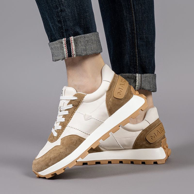 Calveto Handmade Retro Horsehide Casual Jogging Sneakers