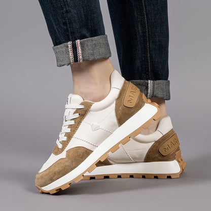 Calveto Handmade Retro Horsehide Casual Jogging Sneakers