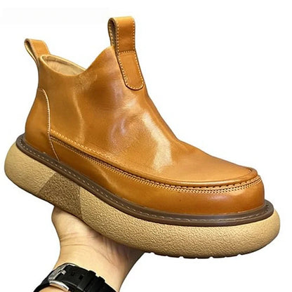Calveto HANDMADE RETRO Horsehide British Style Chelsea Short Boots