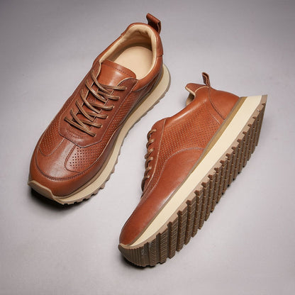 Retro Casual Sneakers for Summer with Genuine Top-Grain Horse Leather | Breathable Hollow-out Design