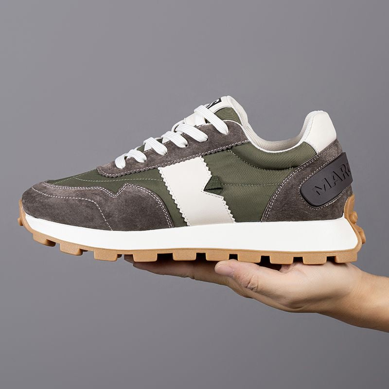 Calveto Handmade Retro Horsehide Casual Jogging Sneakers