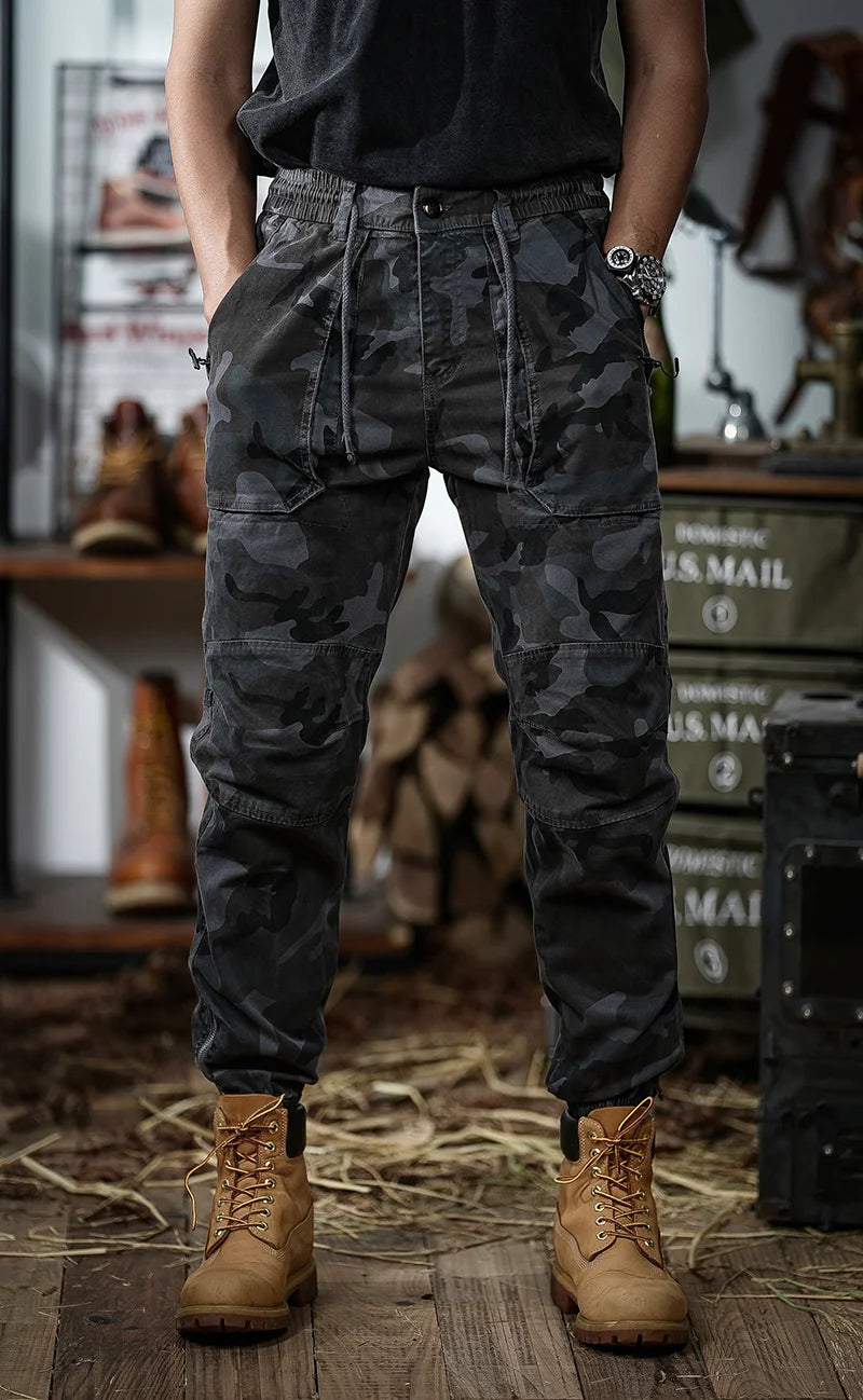 Calveto Plus Size American-style Vintage Cargo Pants