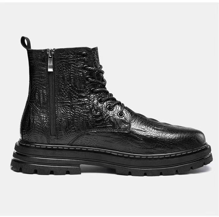 Genuine Leather Casual High Top Martin Boots - Fur Lined & Thickened, Winter Warm