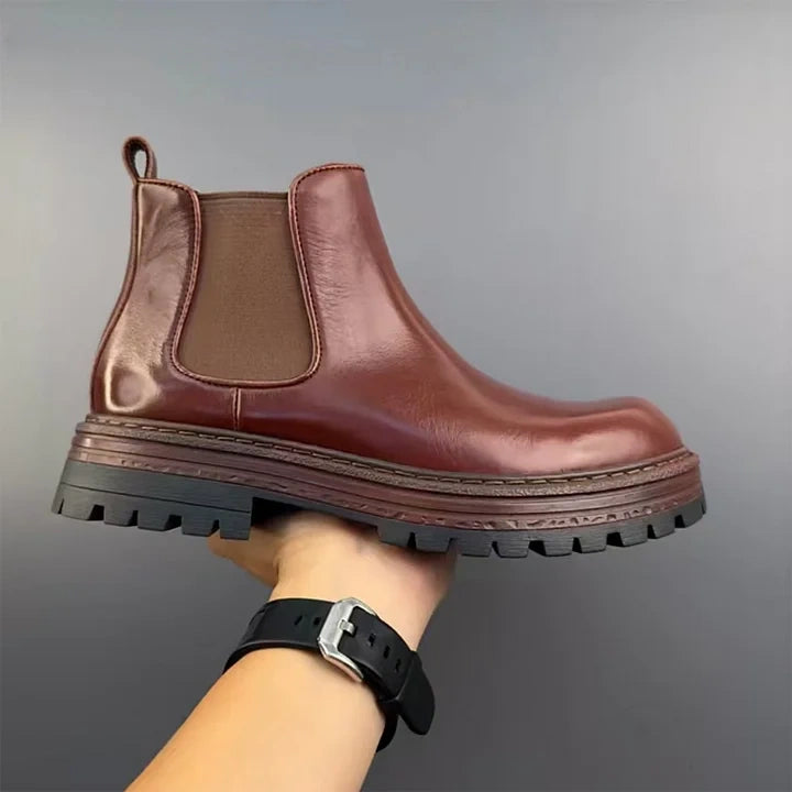 Calveto Handmade Retro Horsehide Chelsea Boot |Mid-top Martin Boots