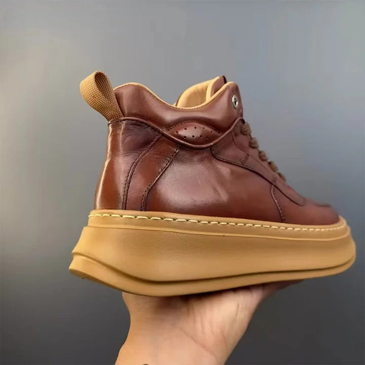 Calveto Handmade Retro Mid-top Horsehide Casual Boots