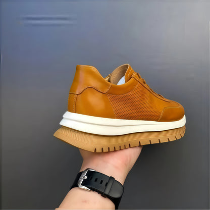 Calveto Men's Cowhide Round Toe Retro Style Shoes 2025 Summer | Light-Weight Breathable  Sports & Leisure Sneakers