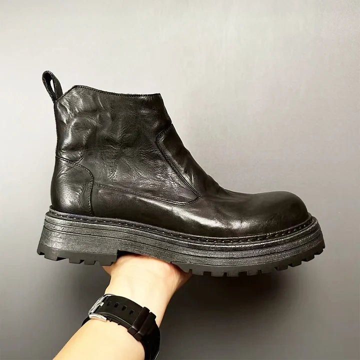 Calveto Handmade Retro Horsehide Zipper English Style Boots