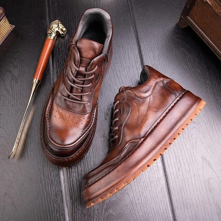 Calveto Handemade Retro British Style Trend Thick Sole Sneakers| Martin Boots