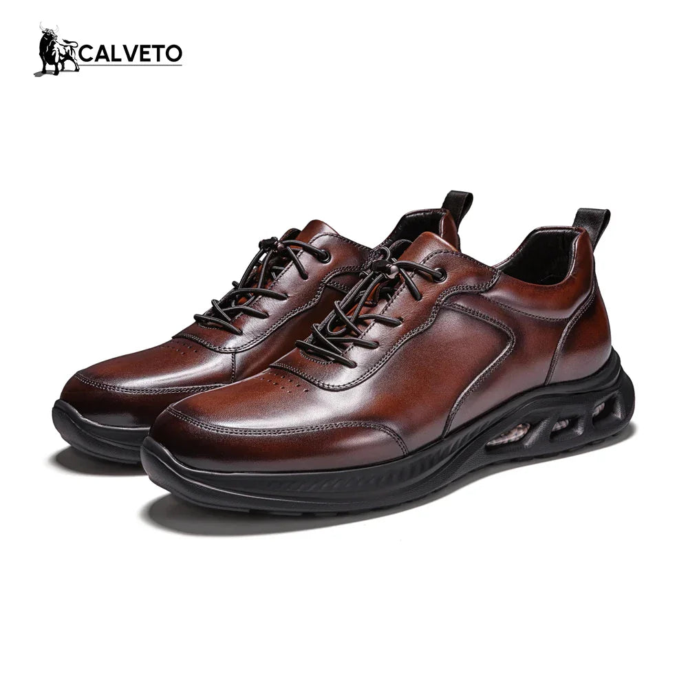 Breathable and versatile genuine leather business British casual leather shoes-Coffee