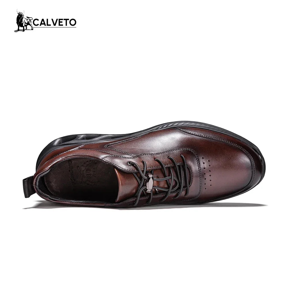 Breathable and versatile genuine leather business British casual leather shoes-Coffee