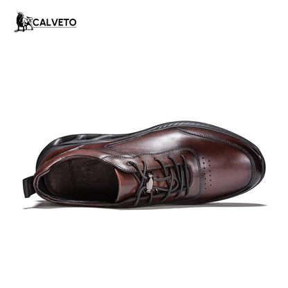Breathable and versatile genuine leather business British casual leather shoes-Coffee