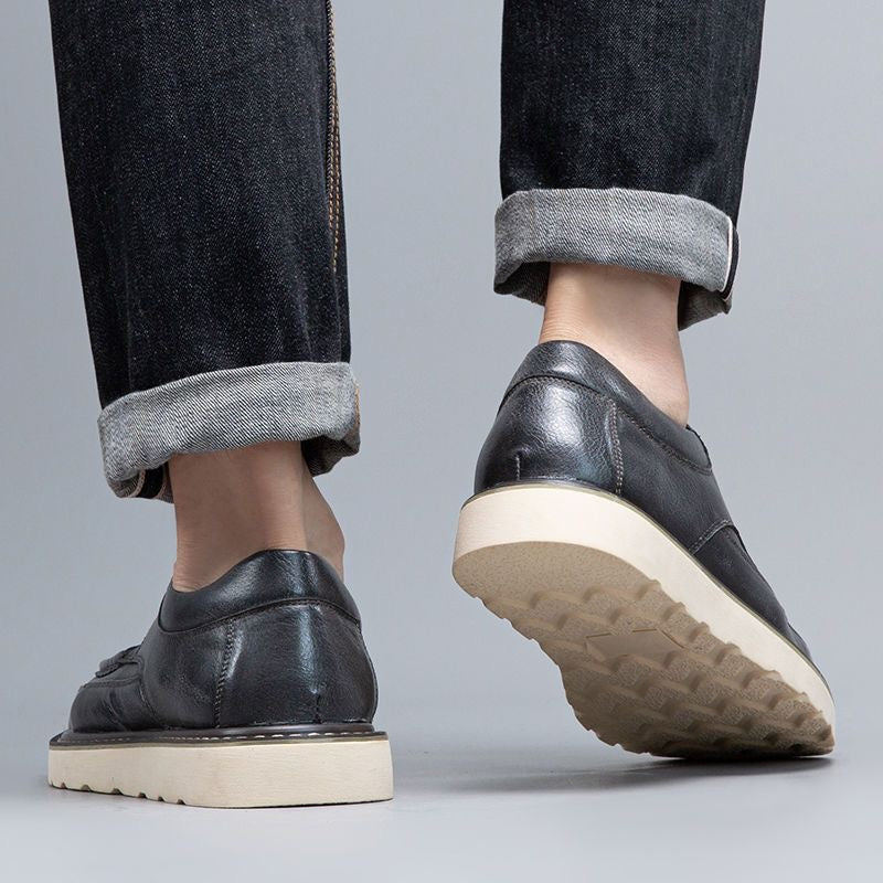 Calveto Handmade Men's Business Soft Cowhide Casual Derby Shoes