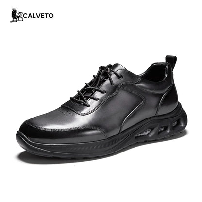 Breathable and versatile genuine leather business British casual leather shoes-Grey