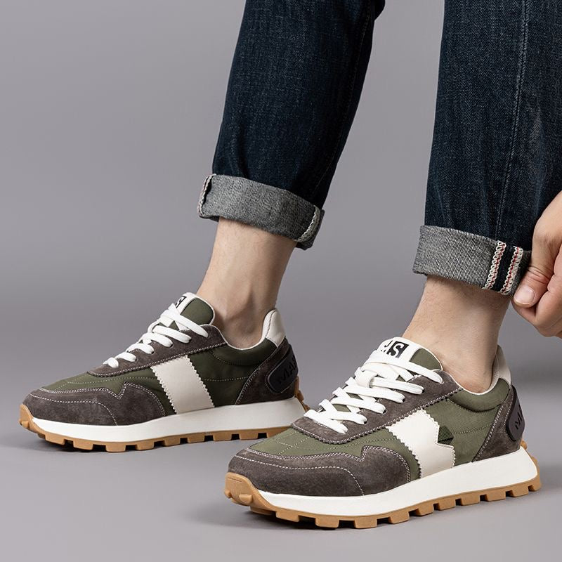 Calveto Handmade Retro Horsehide Casual Jogging Sneakers