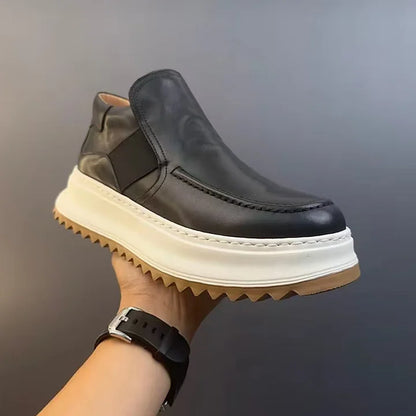 Calveto Handmade Retro British Style Horsehide Ankle Boot