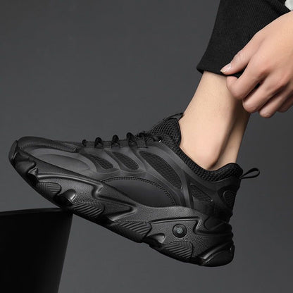 Calveto New Trend Leather Thick Sole Luxury Cowhide Sneakers