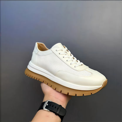 Calveto Men's Cowhide Round Toe Retro Style Shoes 2025 Summer | Light-Weight Breathable  Sports & Leisure Sneakers