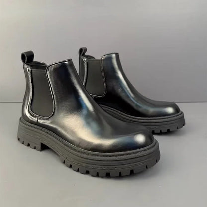 Calveto Handmade Retro Horsehide Chelsea Boot |Mid-top Martin Boots