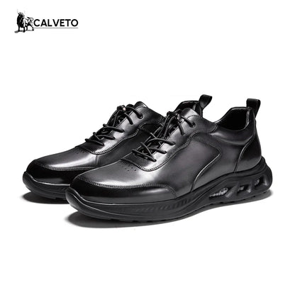 Breathable and versatile genuine leather business British casual leather shoes-Grey