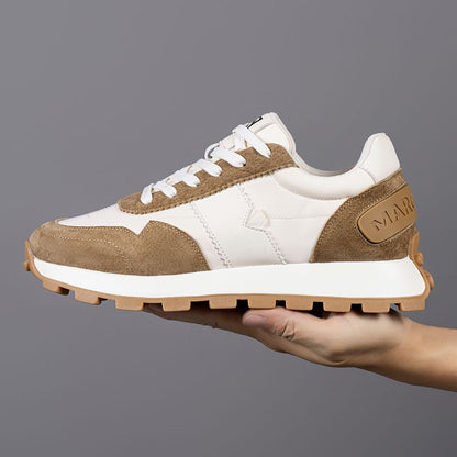 Calveto Handmade Retro Horsehide Casual Jogging Sneakers