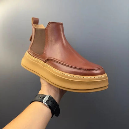 Calveto Handmade Retro Horsehide Chelsea Boots | Vintage British Style Martin Boot