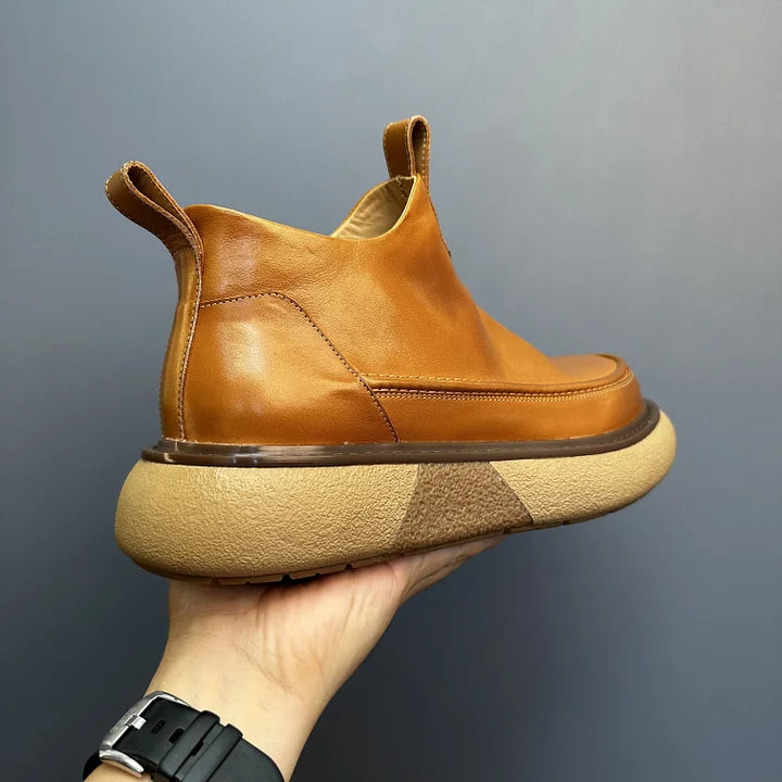 Calveto HANDMADE RETRO Horsehide British Style Chelsea Short Boots