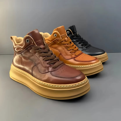 Calveto Handmade Retro Mid-top Horsehide Casual Boots