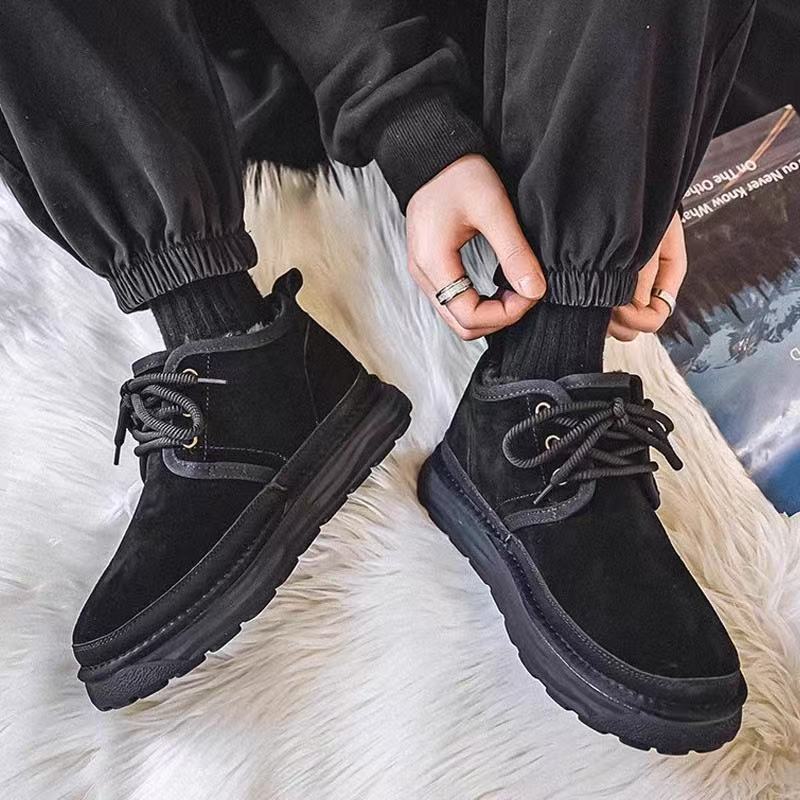 Calveto Men's Suede Leather Winter Snow Boots | Cozy Comfort Warm for Cold Weather Outdoor Casual Ankle Boots