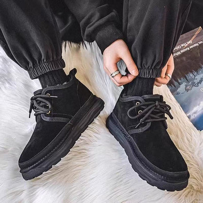 Calveto Men's Suede Leather Winter Snow Boots | Cozy Comfort Warm for Cold Weather Outdoor Casual Ankle Boots