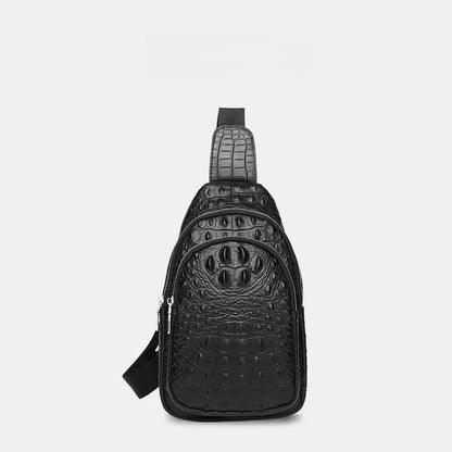 Men's new high-end crocodile leather chest bag