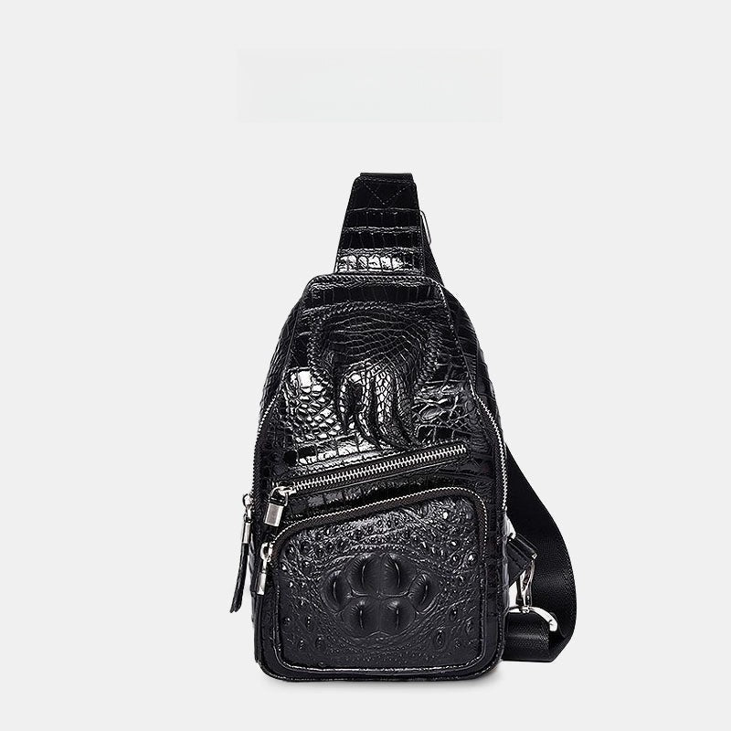 Men's crocodile pattern genuine leather chest bag