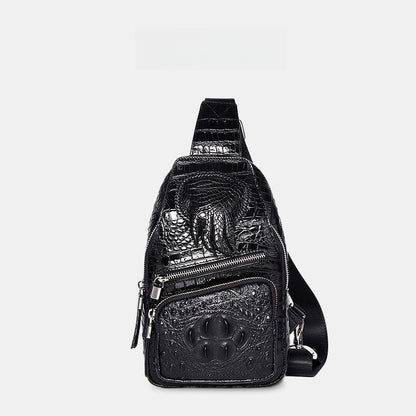 Men's crocodile pattern genuine leather chest bag