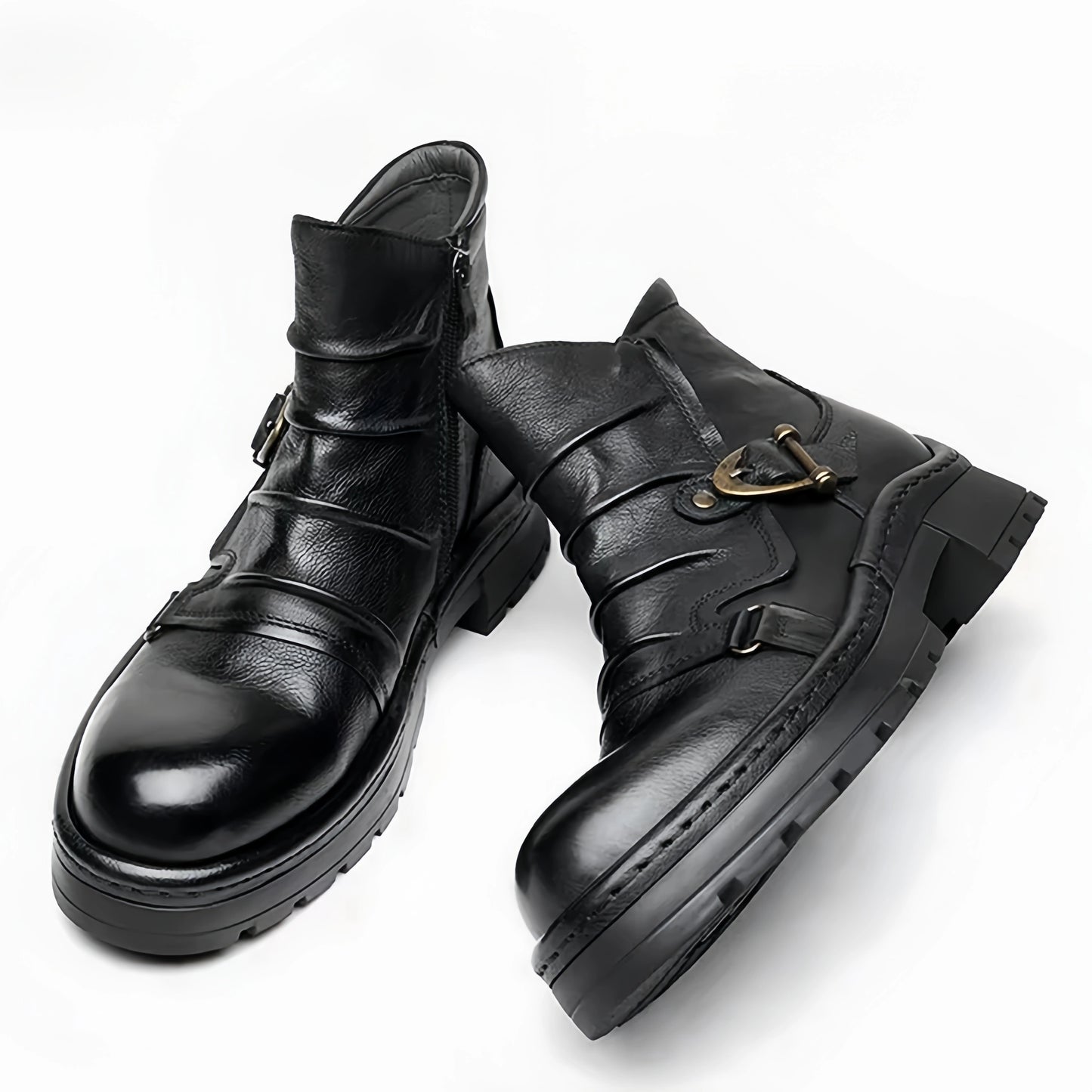 Calveto Handmade Cowhide Retro British Style Chelsea Fashion Boots