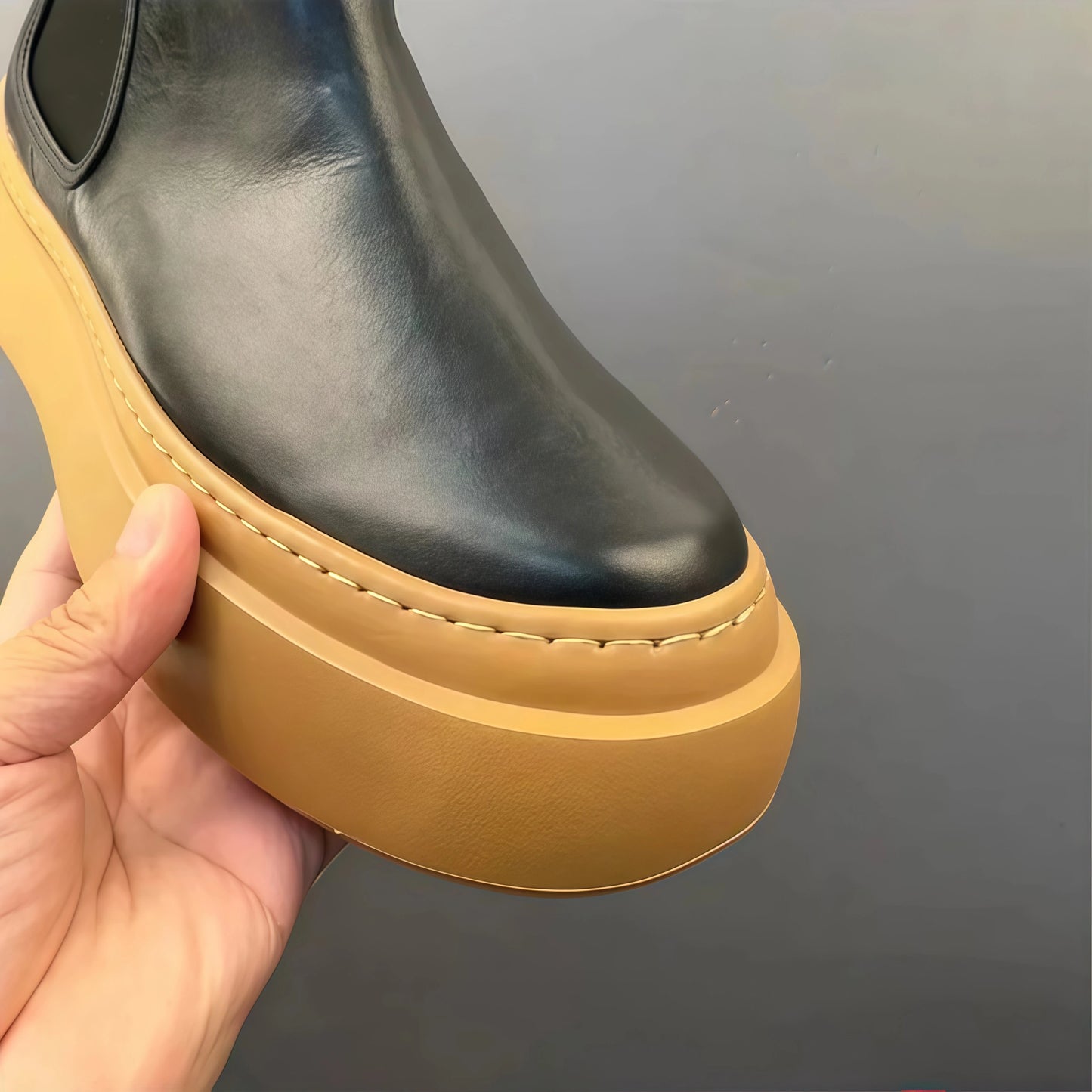 Calveto Handmade Retro Horsehide Chelsea Boot| Sports Style