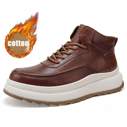 Calveto Luxury Casual Ankle Boots Washed Leather Platform Martens Boots