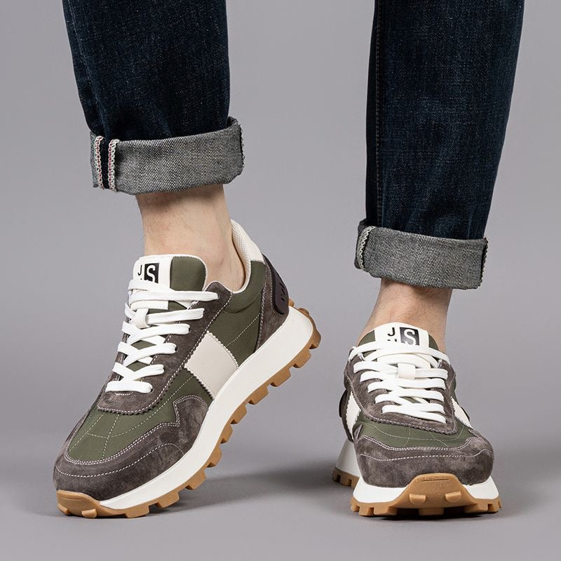 Calveto Handmade Retro Horsehide Casual Jogging Sneakers