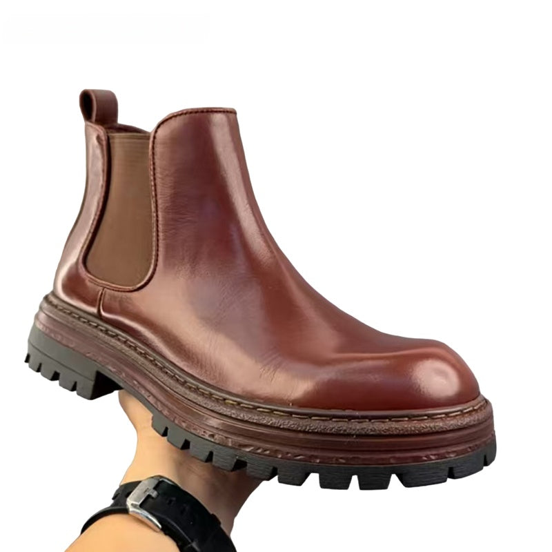 Calveto Handmade Retro Horsehide Chelsea Boot |Mid-top Martin Boots