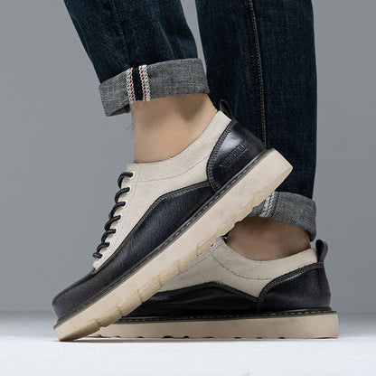Calveto Handmade Retro British Style Cowhide Sneakers