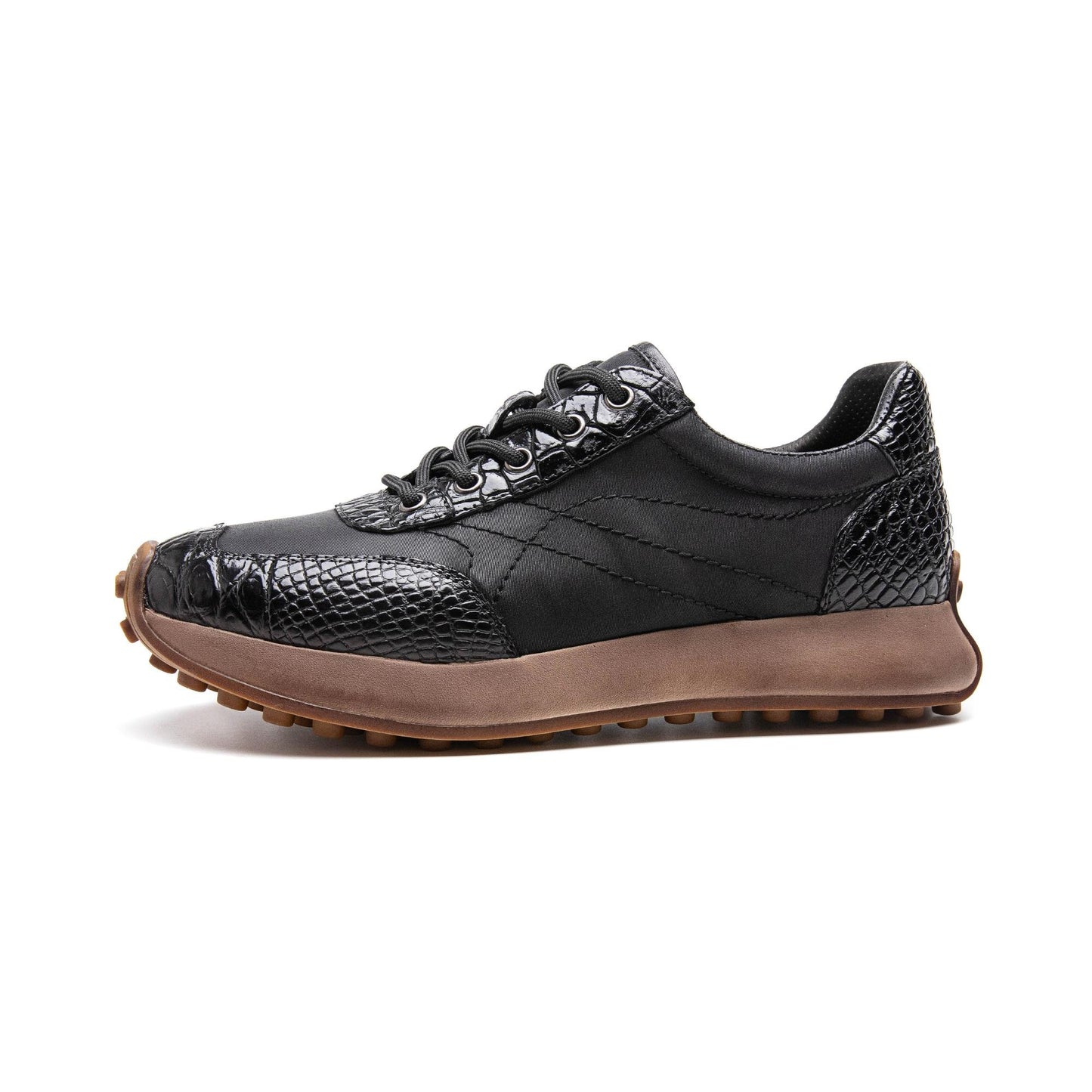 Crafton Heritage Retro Men's Running Shoes: Genuine Croc Leather Breathable Low-Top & Lightweight