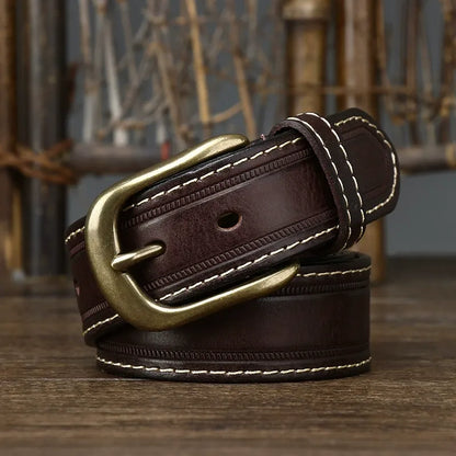 Handcrafted Antique Sanded Leather Belt for Men - Full Grain Cowhide with Pin Buckle & Distressed Finish