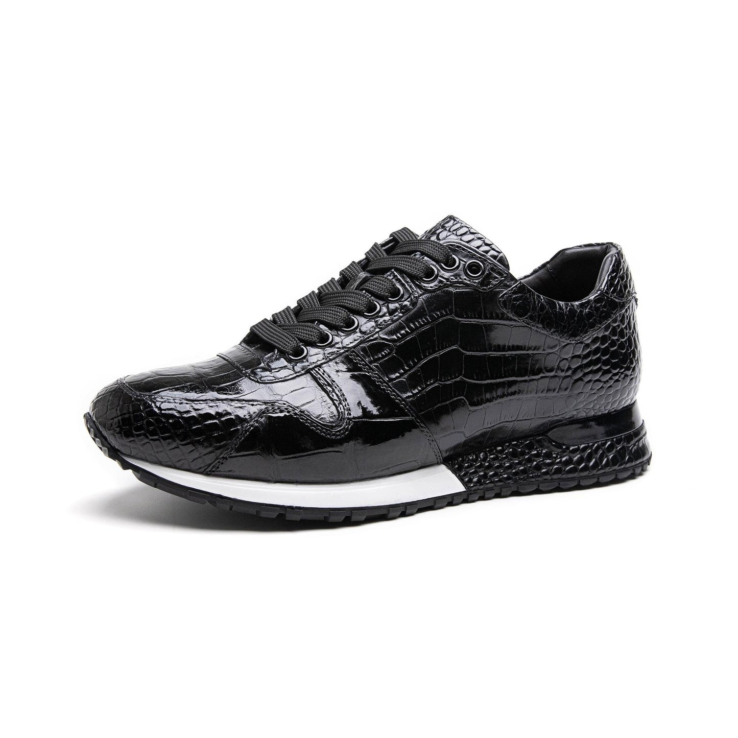 Crafton Heritage Men's Premium Croc-Embossed Running Shoes - Breathable Soft Sole Business Casual